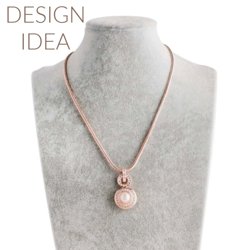 Snap Charm Rose Gold Plated Pendant Necklace 18"  for Standard Size 20mm Snap - Picture 3 of 4